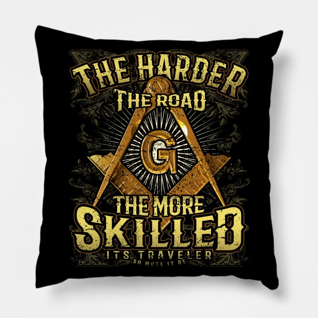 Harder Road Square & Compass Masonic Freemason Pillow by Master Mason Made