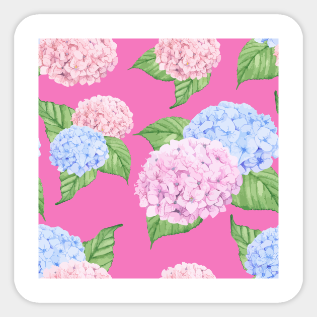 Bright Pink Hydrangea Flowers Painting Hydrangeas Sticker Teepublic