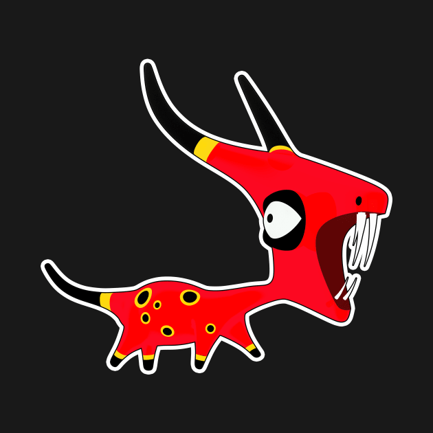 Cute and Scary Red Horned Creature by AKdesign