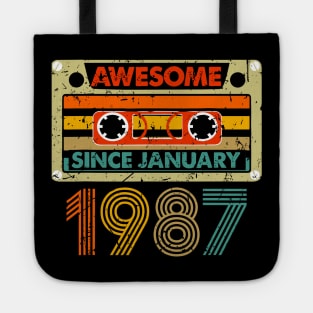 Awesome Since January 1987 37 Years Old 37th Birthday Tote