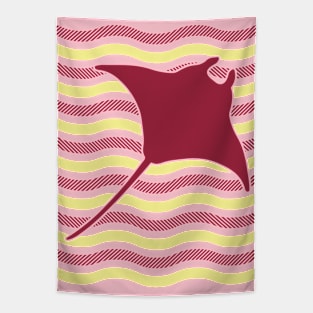 Manta Ray Among Waves Tapestry