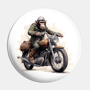Monkey Biker Retro Motorcycle Pin