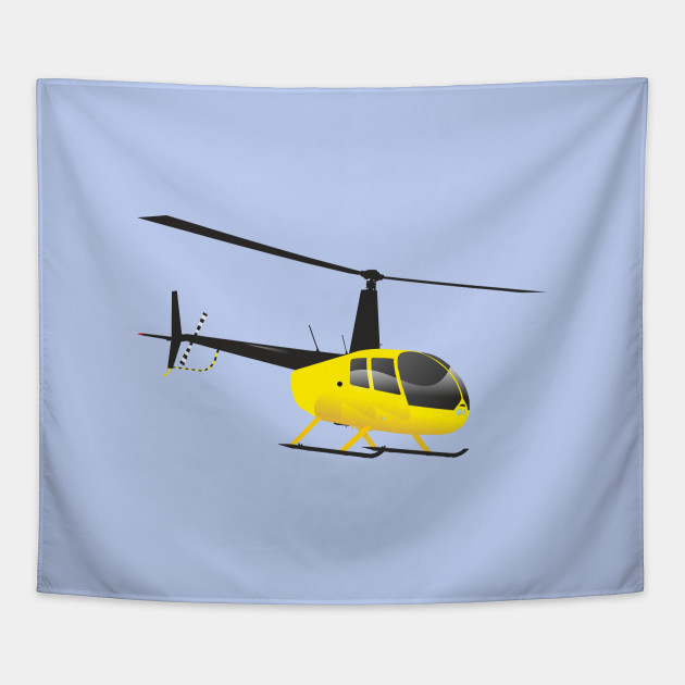 Light Black And Yellow Helicopter R44 Gobelin Teepublic Pl