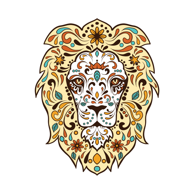 Lion's Head Sugar Sugar Skull Style by NiceIO