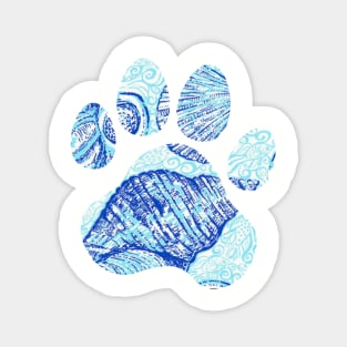 Blue Seashell Paw Print Magnet