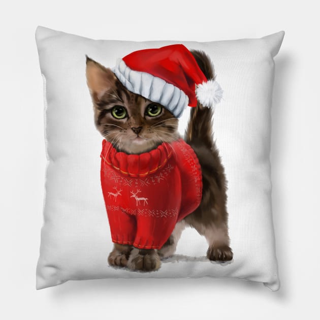 Kitten Christmas Pillow by stark.shop