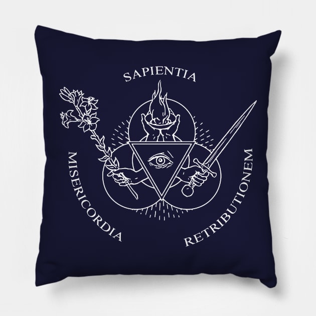 Wisdom, Mercy, Retribution. (White) Pillow by TOV.Creation