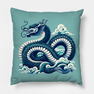 Ryū - Majestic Japanese Dragon of the Seas Pillow