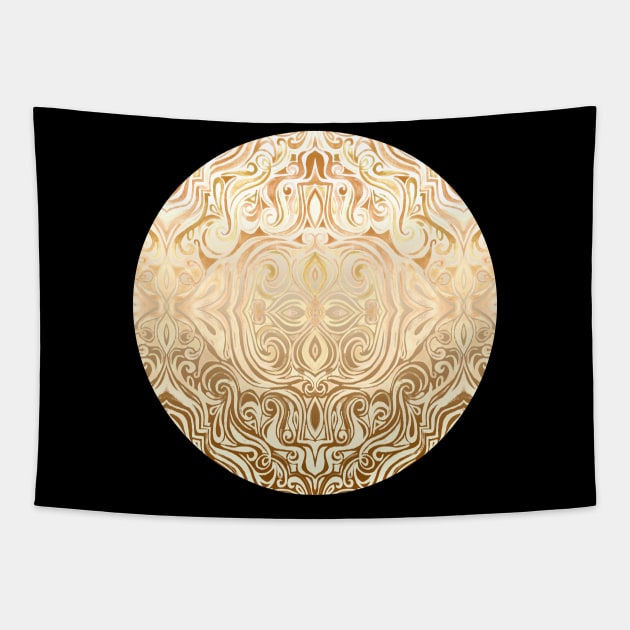 Tribal Swirl Pattern in Neutral Tan and Cream Tapestry by micklyn