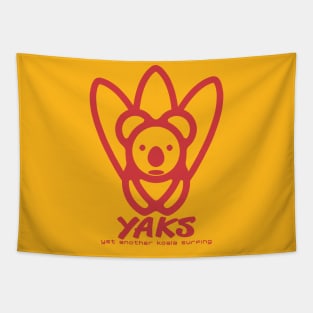 YAKS - red  - Yet Another Koala Surfing Tapestry