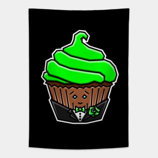 Cute Cupcake in a Tuxedo with Green Icing - Chocolate - Cupcake Tapestry