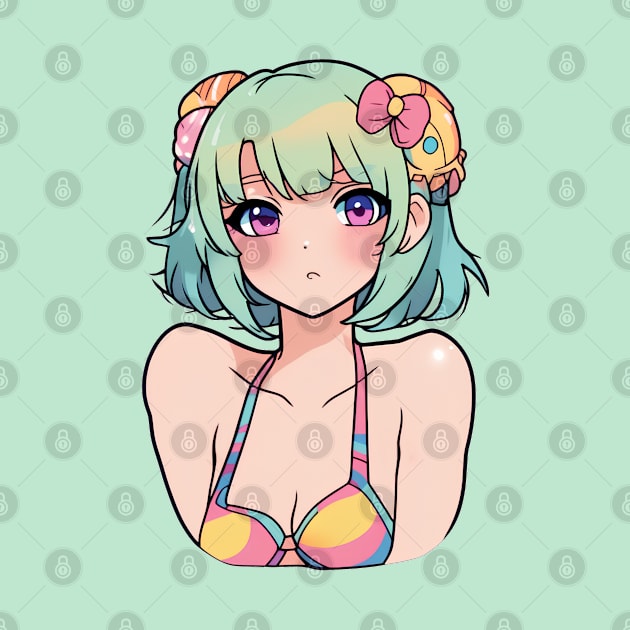 Cute anime girl in bikini by InkPulse