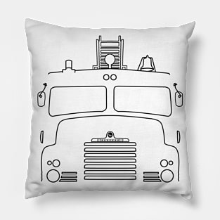 Bedford Green Goddess pump fire engine outline graphic (black) Pillow