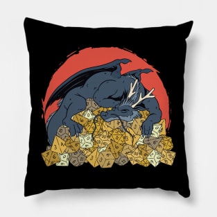 D&D Dragon Sleeping on a Hoard of Dice Pillow