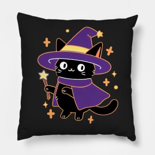 Witch Cat,Black Cat Art Pillow