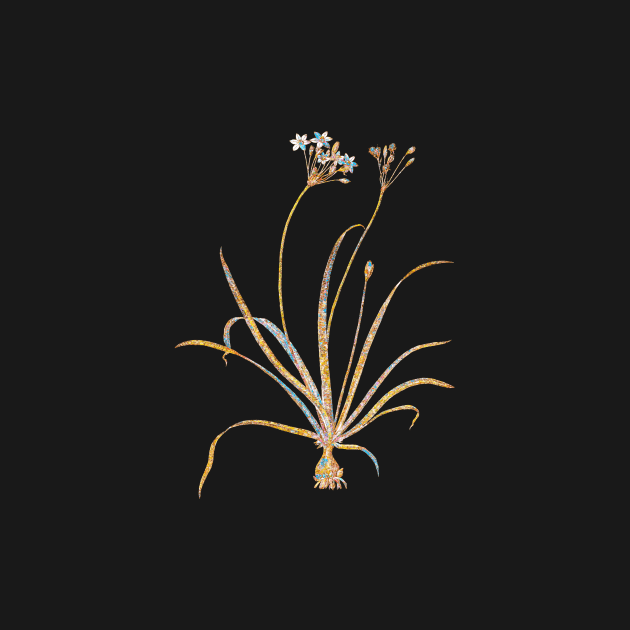 Gold Prism Mosaic Allium Fragrans Botanical Illustration by Holy Rock Design