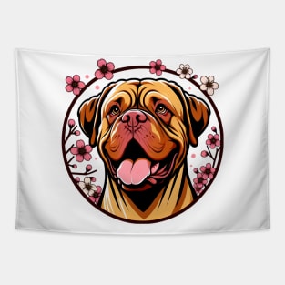 Dogue de Bordeaux Welcomes Spring with Cherry Blossoms Tapestry