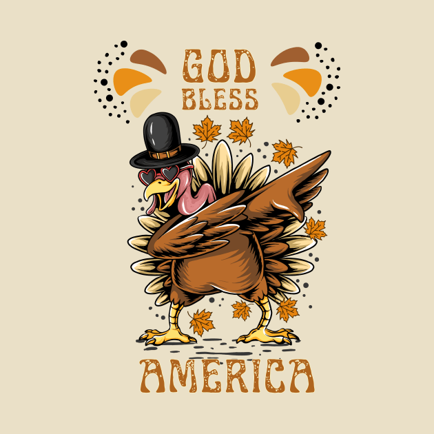 God Bless America Turkey Design by Meoipp