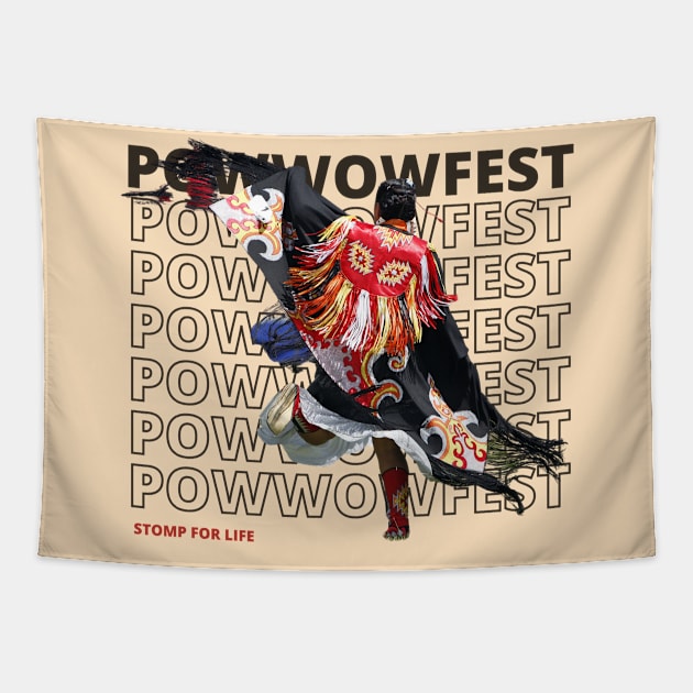 Native American Powwow Text Design 1 Tapestry by Eyanosa