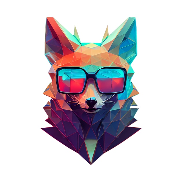 Polygonal synthwave fox by stkUA