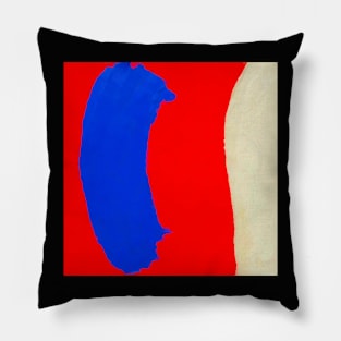Minimal Abstract Composition in Red, Blue, and Tan Pillow