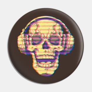 skull and headphones Pin