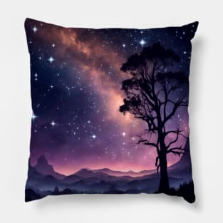 Fantasy Night Sky With Sparkling Stars Pillow