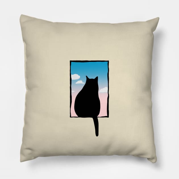 Cat view Pillow by Yaalala