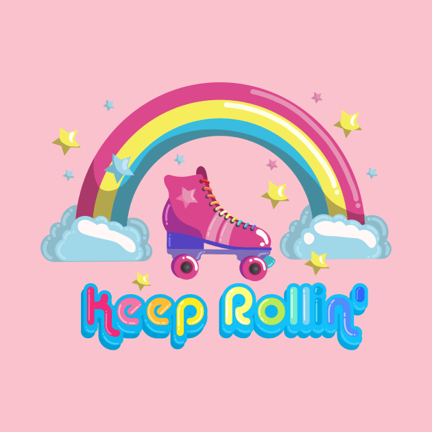 Keep Rolling Roller Skating Rainbow Seventies Style by LittleBunnySunshine