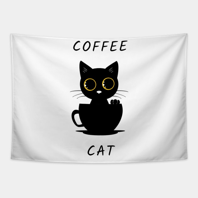 Coffee cat Tapestry by Dogefellas