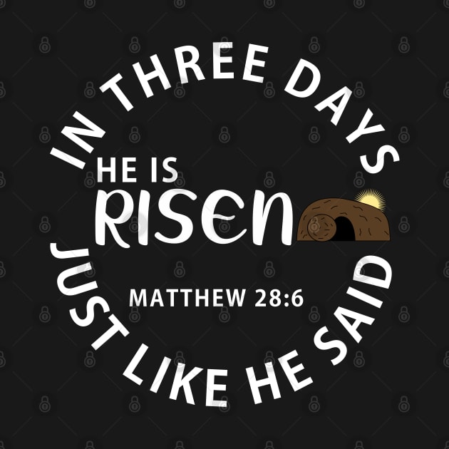 He Is Risen In Three Days Just Like He Said Easter by Happy - Design