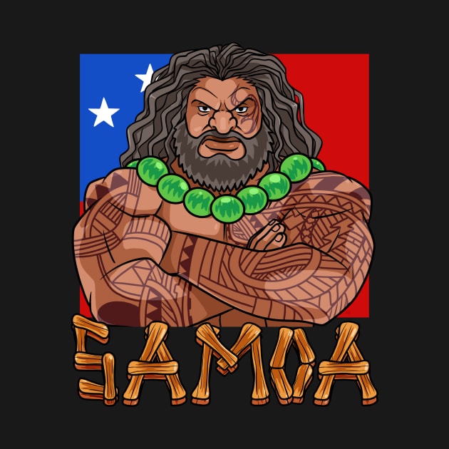 Samoan Pride Samoa Flag Polynesian Warrior Tatau by Noseking