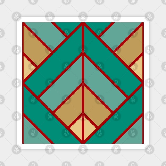 Geometric Pattern: Art Deco Diamond: Turquoise Magnet by Red Wolf