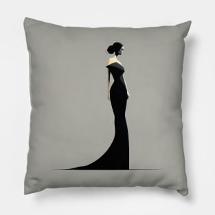 [AI Art] Lady in black, Minimal Art Style Pillow