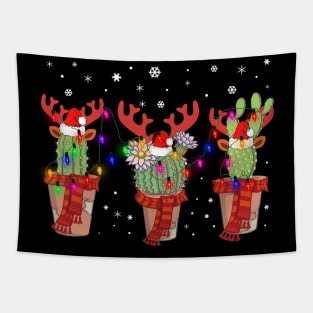 Cactus Christmas Lights Decoration Santa Hat Cactus Lovers Tapestry