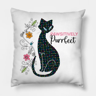 Pawsitively Purrfect Cat Silhouette Pillow