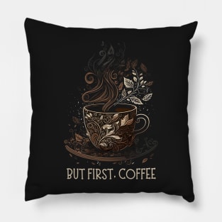 But First, Coffee - Coffee - Doodle Art - Gilmore Pillow