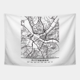 PITTSBURGH PENNSYLVANIA BLACK CITY STREET MAP ART Tapestry