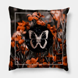 Aesthetic beautiful bloom flowers butterfly love romantic marble gold elegant vintage retro red Pillow