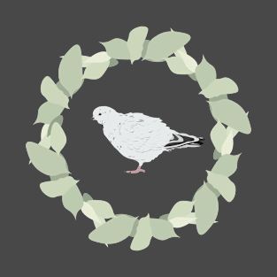 White Pigeon in Leaf Circle T-Shirt