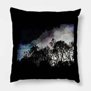 Dark Trees against a dark sky Pillow