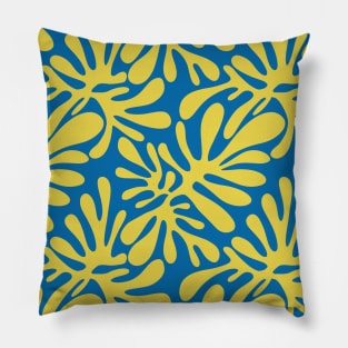 Yellow and blue abstract shape pattern Pillow