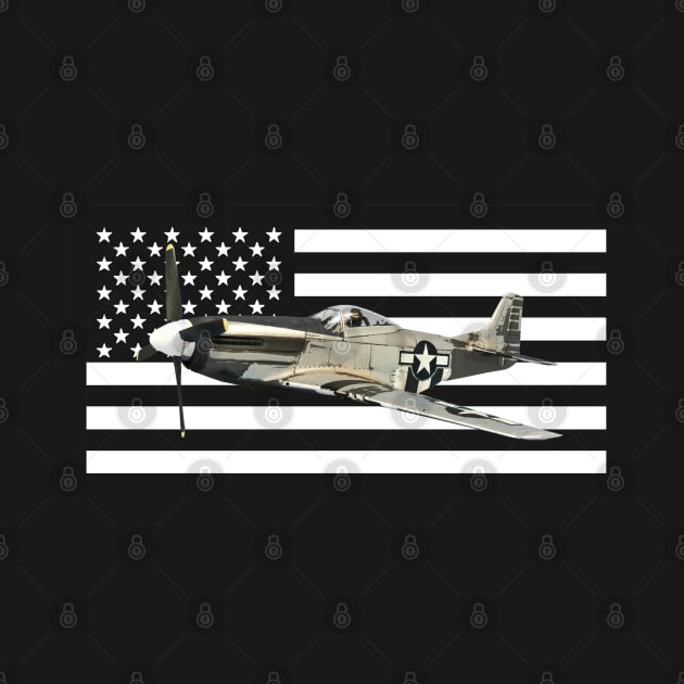 P-51 Mustang US American Flag WW2 WWII Plane by Dirty Custard Designs 