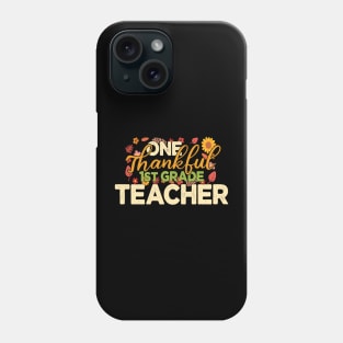 Thankful Teacher Retro Groovy Thanksgiving Fall Women Men Phone Case