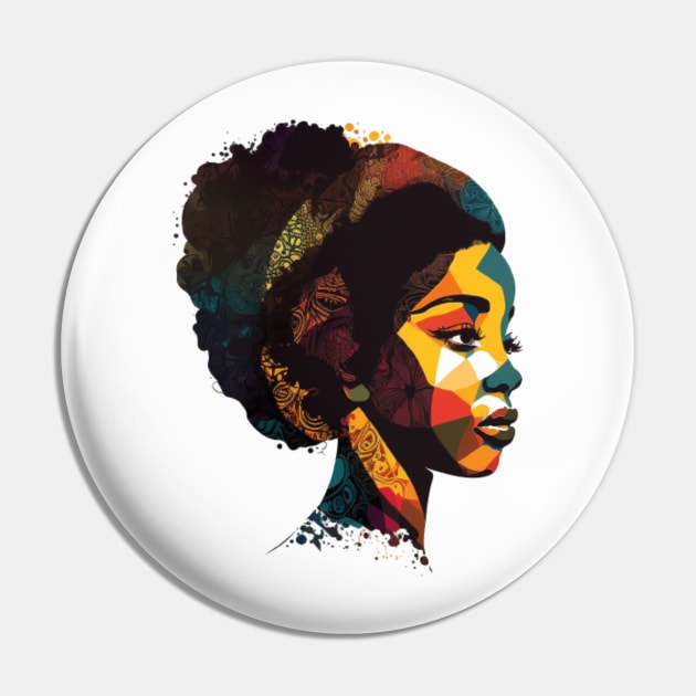 Black Women Power, African American History Geometric Art Pin by SamCreations