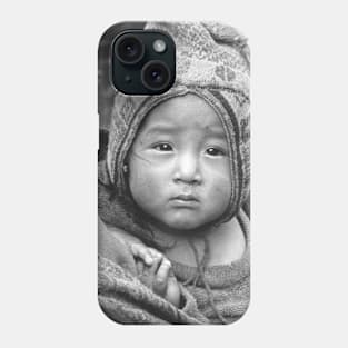 Vintage Photo of Peruvian baby in Backpack Phone Case