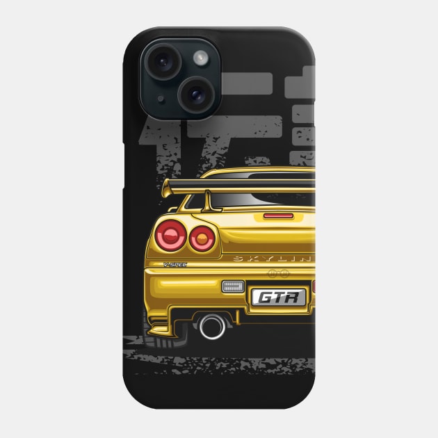 Monster Skyline GTR R34 (Royal Yellow) Phone Case by Jiooji Project