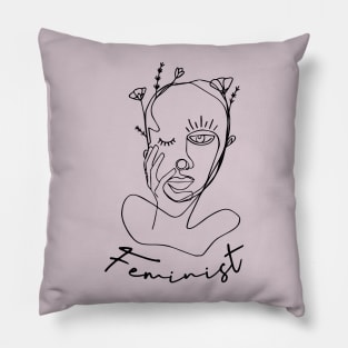 Feminist Flower Line Art Pillow