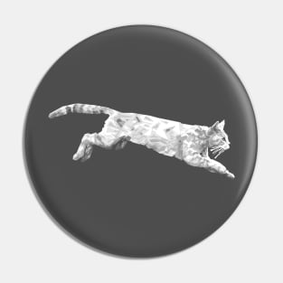 Cat Jumping Black & White Pin