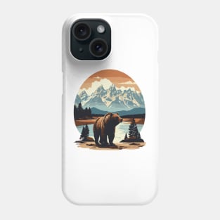 Grizzly Bear Against Scenic Mountain Landscape Design Phone Case